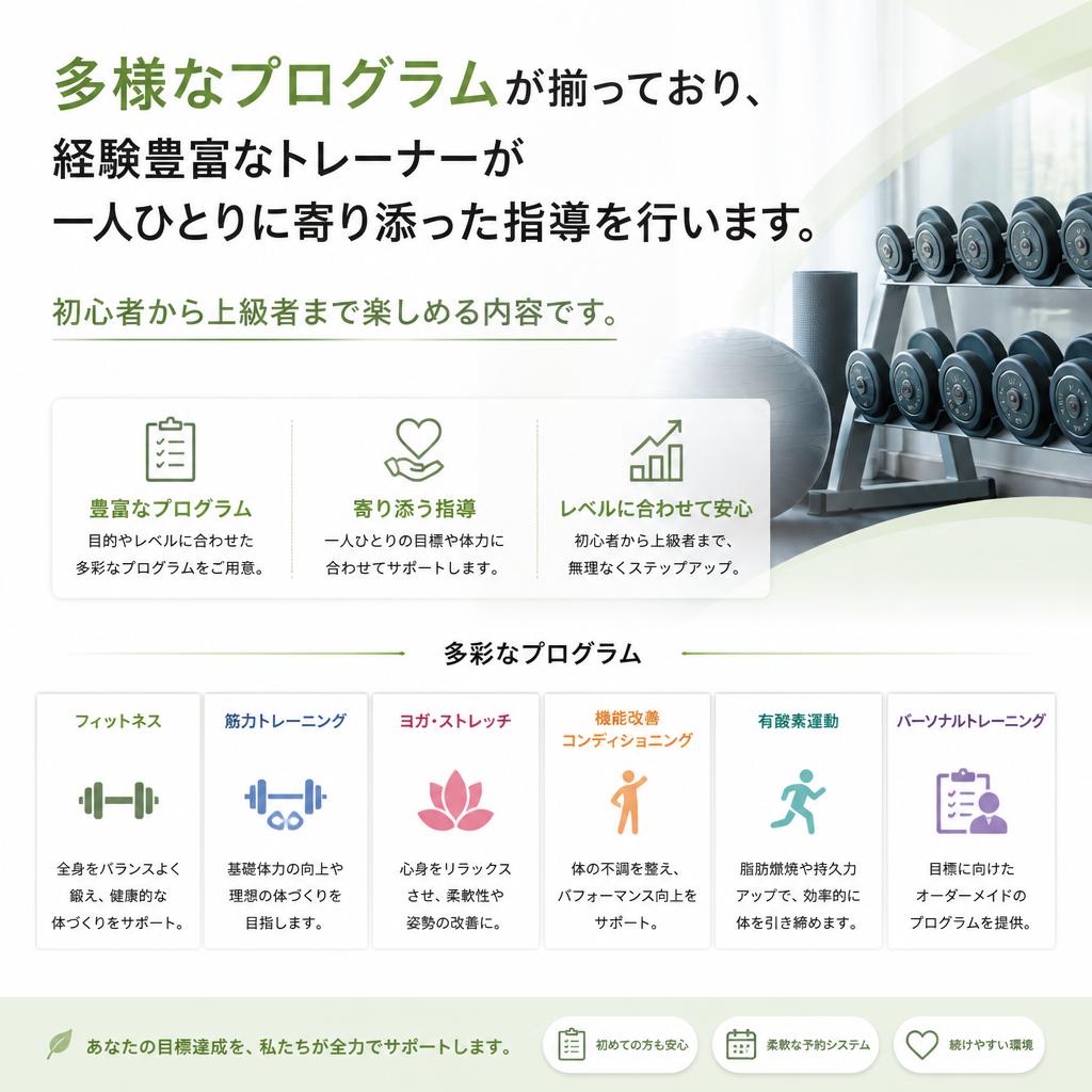 豊富なプログラムと専門のトレーナー
